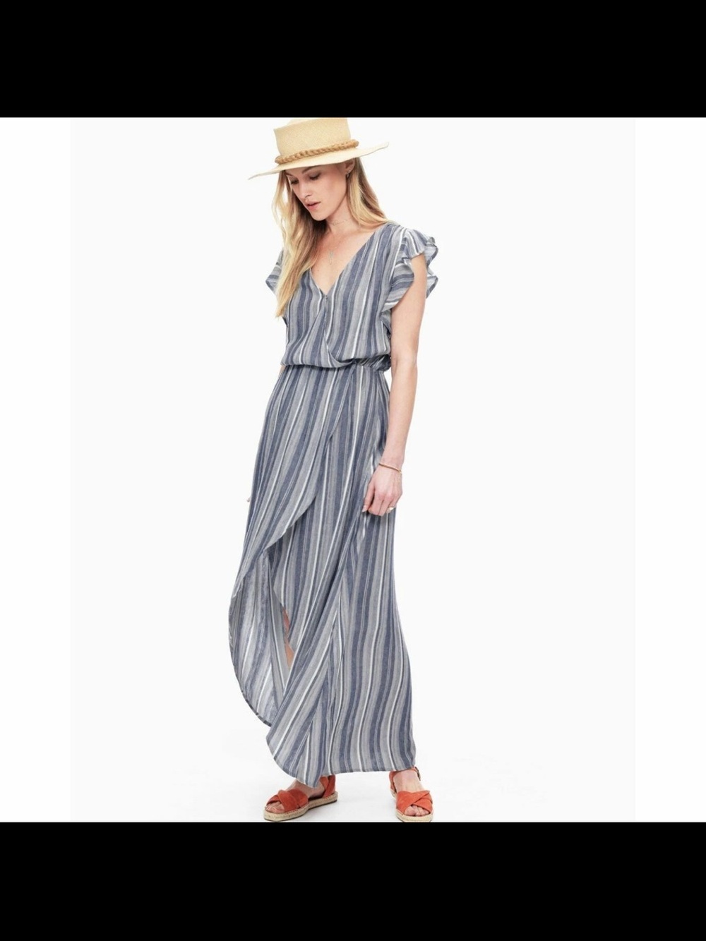 Splendid Blue and White Striped V-Neck Maxi Dress XS NWT 🩵🩵🩵